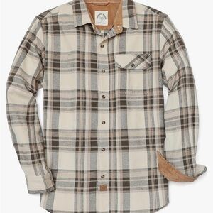Men's Plaid Shirt - Cream and Brown